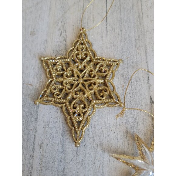 Golden glitter nativity star ornament Xmas set - Picture 4 of 6